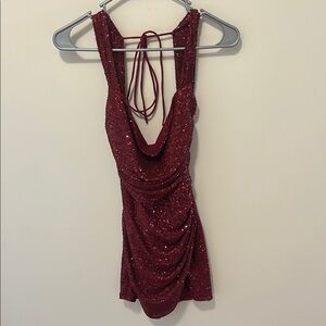 Lucy in the Sky Red Ruched Tie Front Bodycon Dress